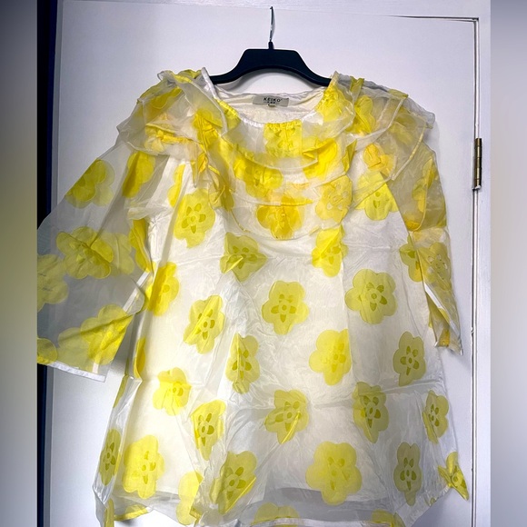 Yellow ruffle sheer babydoll mini dress - Picture 1 of 3